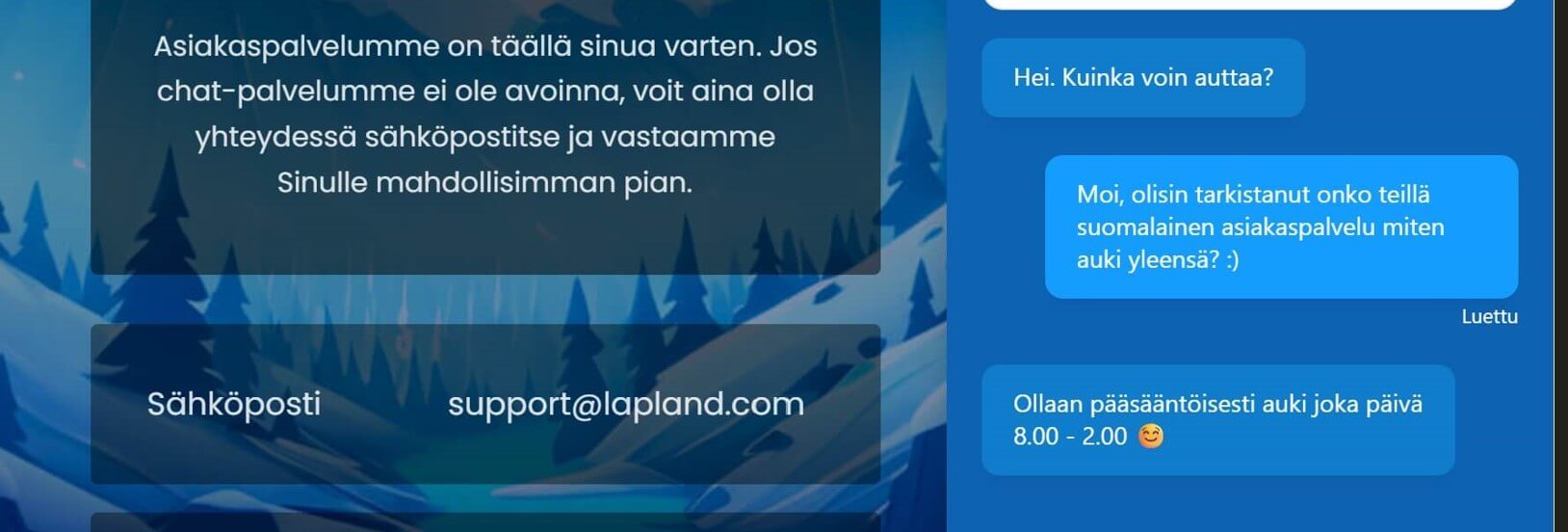 Lapland Casino asiakaspalvelu