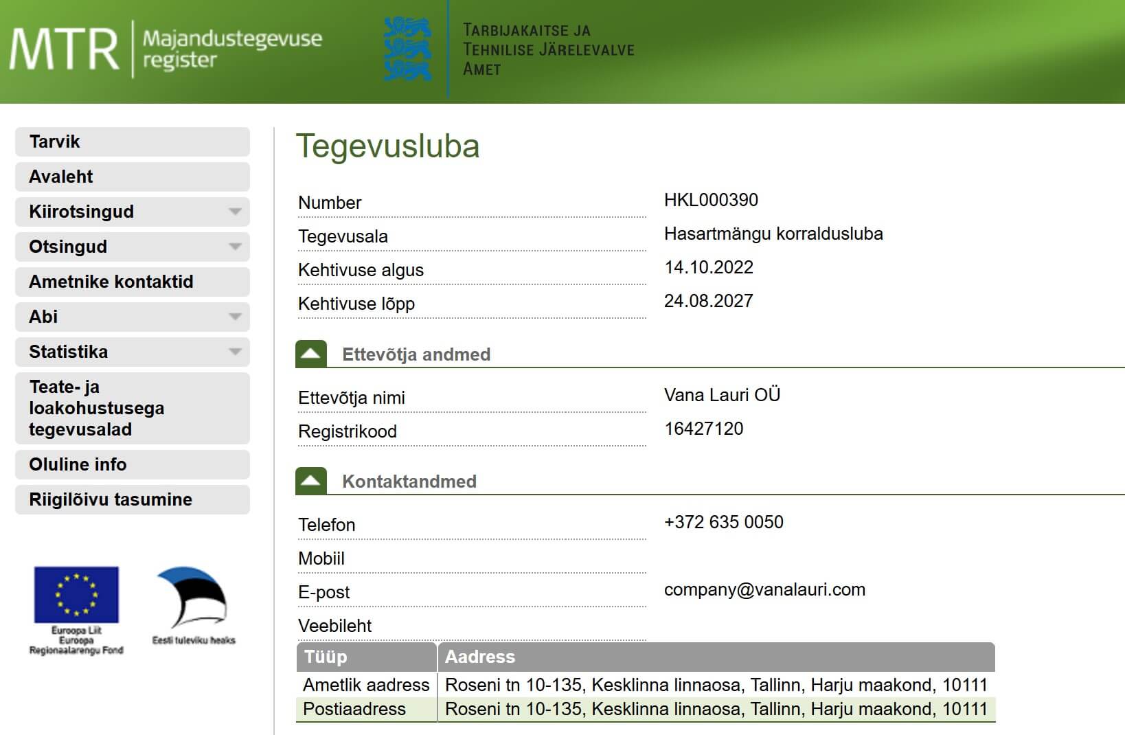 Lapland Casino lisenssi